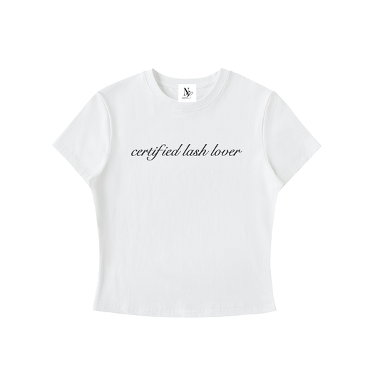 Certified Lash Lover Essential Bodycon Crewneck T-Shirt White